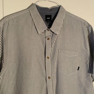 Vans Short Sleeve Button Down in Gray/White